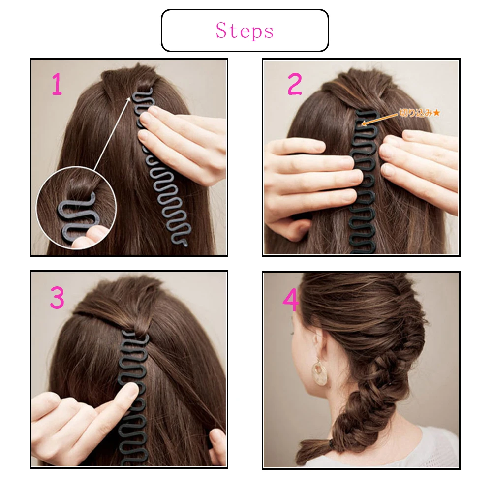 Fashion Fish Bond Waves Braider Tool Roller With Hair Twist Styling Black Bun Maker Magic Hair Braiding thumbnail 4