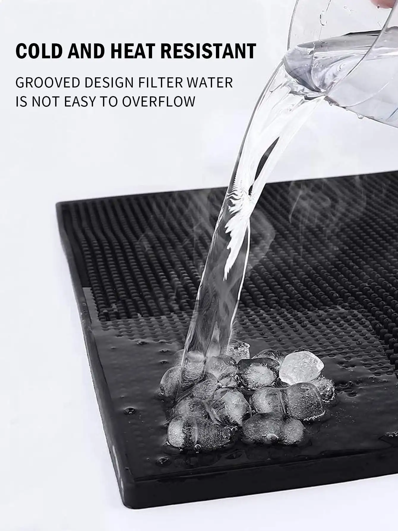 Leeseph Bar Mat 17.7 x 11.8 in Thick Durable and Stylish Black Bar Spill Mat Non Slip Non-Toxic Service Mat for Coffee Bars thumbnail 4