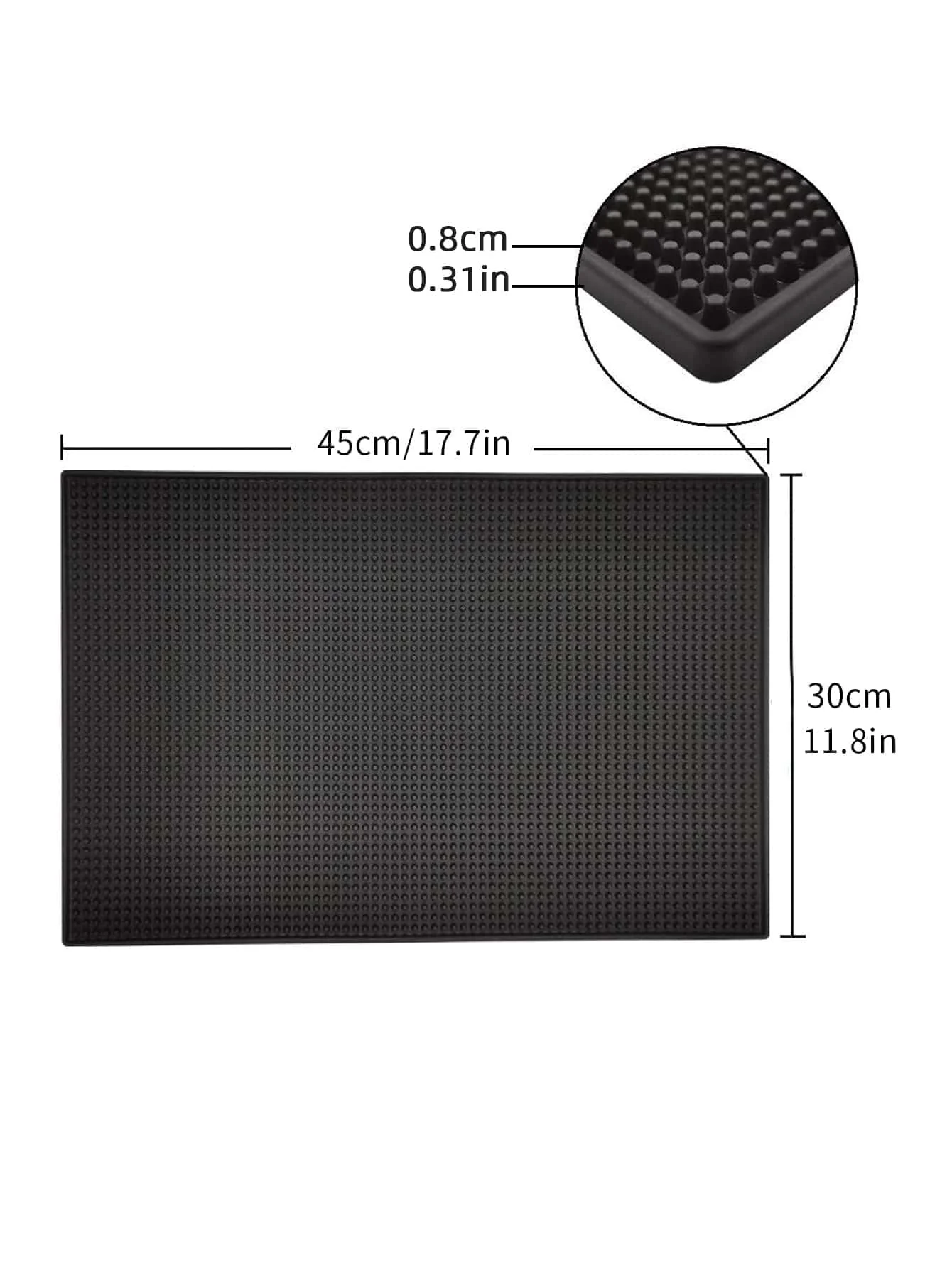 Leeseph Bar Mat 17.7 x 11.8 in Thick Durable and Stylish Black Bar Spill Mat Non Slip Non-Toxic Service Mat for Coffee Bars thumbnail 2