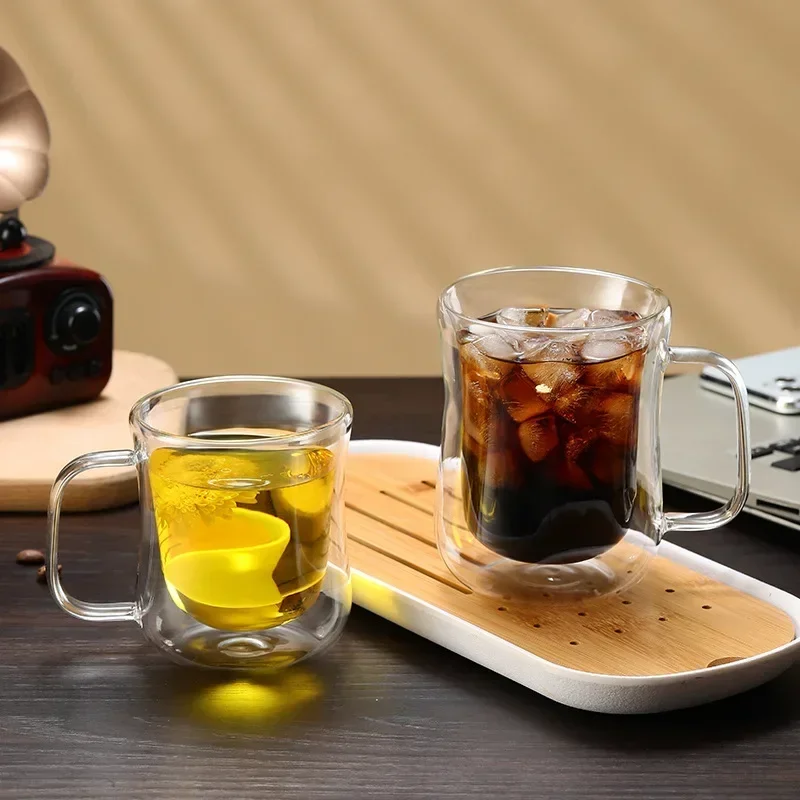 Heat-Resistant Double Wall Glass Cup Beer Coffee Cup Set Handmade Beer Tumbler Mug Tea Whiskey Mugs Transparent Drinkware thumbnail 3