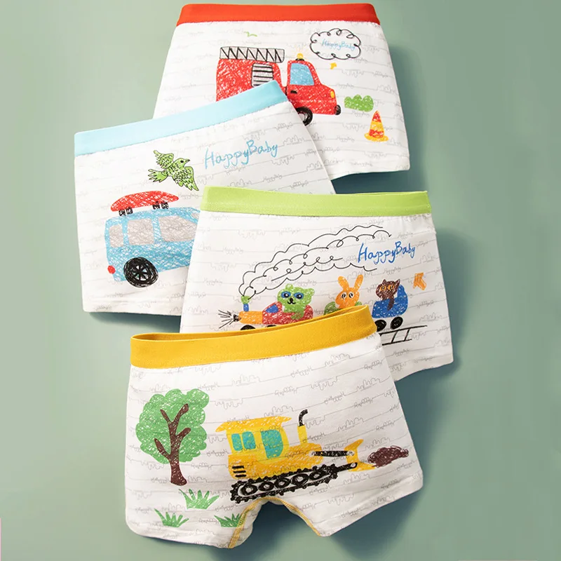 Boy Pure Cotton Boxers Kids Colorful Underwear Cute Design Baby Boy Underpants Size M-3XL For Weight 10-45kgs Boy thumbnail 6