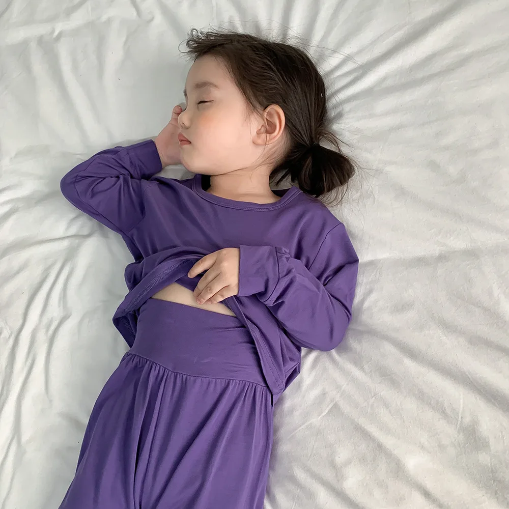 Kids Underwear Pajamas Sets 2pcs Korean Style Cotton High Quality Child Home Sleep Wear Clothes for Baby Girls Boy 1-8 Years Old thumbnail 2