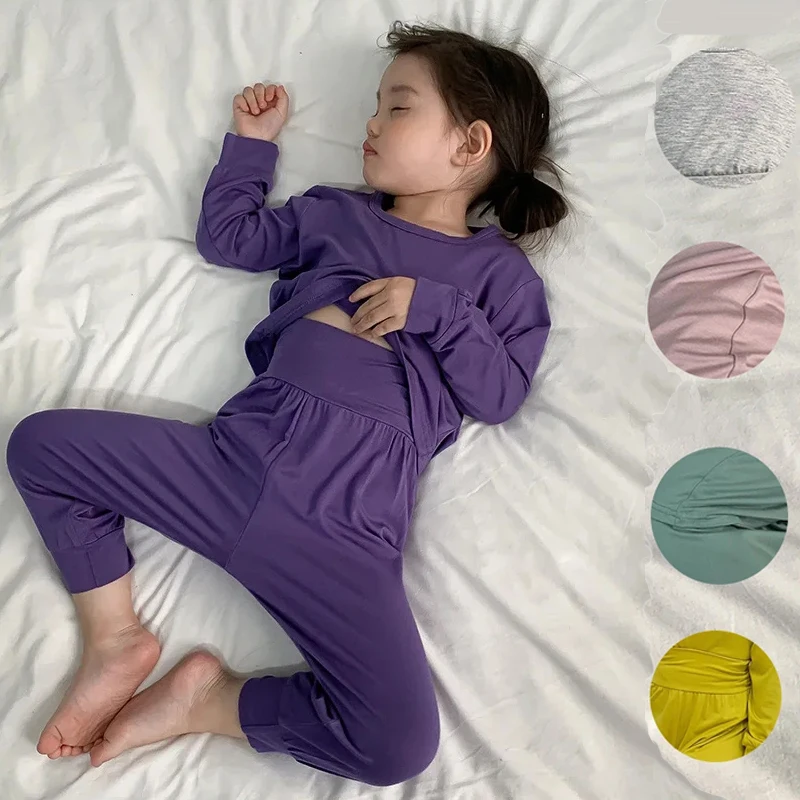 Kids Underwear Pajamas Sets 2pcs Korean Style Cotton High Quality Child Home Sleep Wear Clothes for Baby Girls Boy 1-8 Years Old