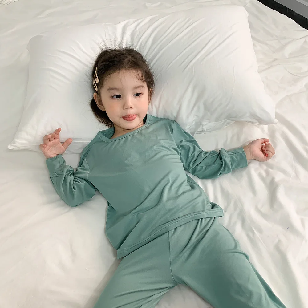 Kids Underwear Pajamas Sets 2pcs Korean Style Cotton High Quality Child Home Sleep Wear Clothes for Baby Girls Boy 1-8 Years Old thumbnail 6