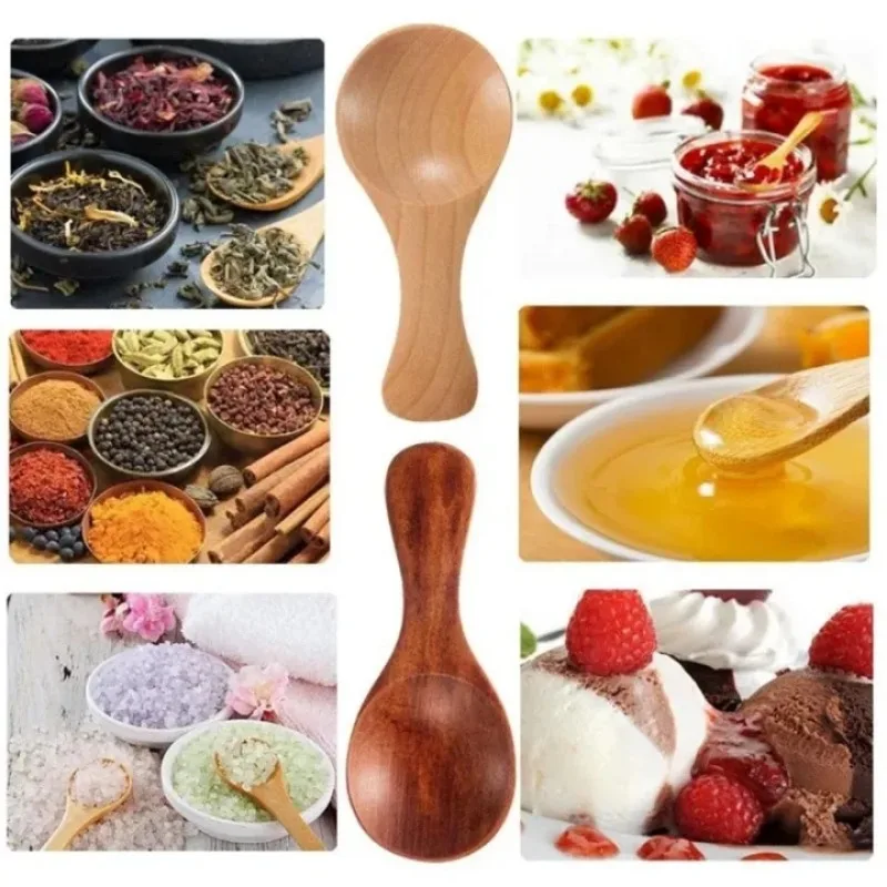 1-10PCS Mini Natural Wooden Spoons Scoop Tea Honey Coffee Condiment Salt Sugar Spoon Cooking Tools Household Kitchen Gadgets thumbnail 5