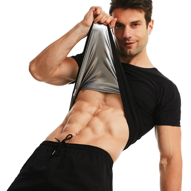 Men Sauna Sweat Shirt Hot Polymer Corset Compression Waist Trainer Shirt Workout Tank Top Weight Loss Body Shaper Slimming Vest thumbnail 4