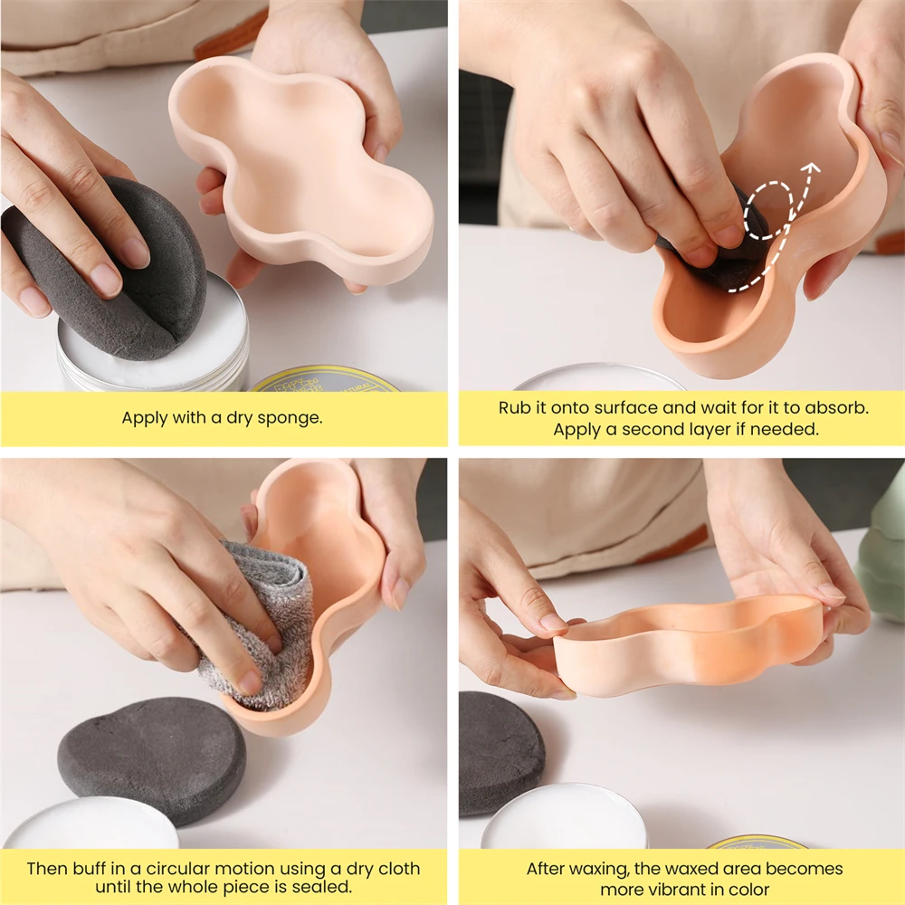 Natural Food Grade Sealer Wax Sets for Jesmonite Concrete Gypsum Plaster Sealing Wax Waterproof Coating With Sponge And Towel thumbnail 5
