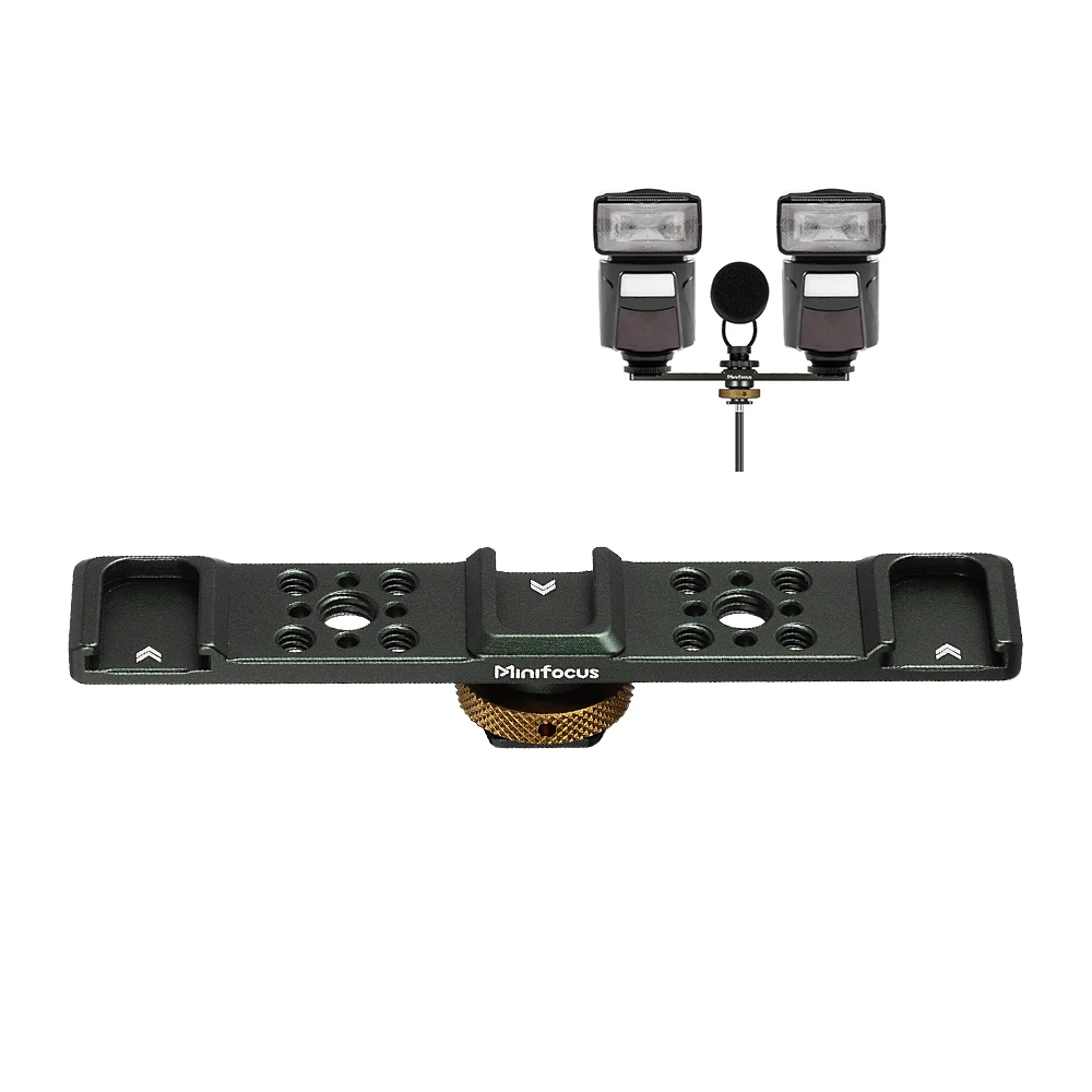 Triple Cold Shoe Mount Bracket Aluminum 3 Hot Shoe Extension Bar for DSLR Mirrorless Camera Microphone Led Video Flash Vlogging thumbnail 6