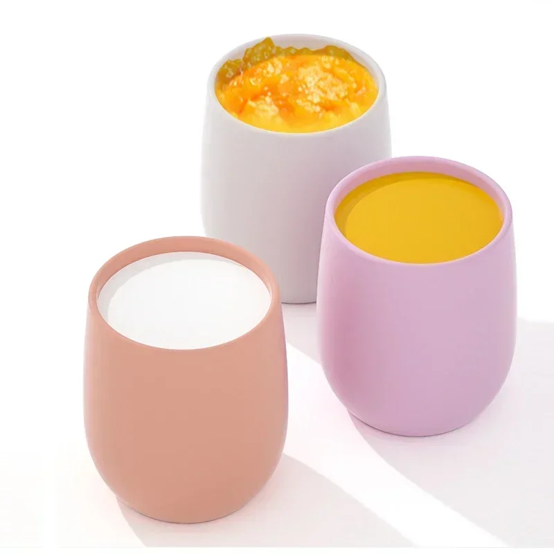 Solid Color Baby Silicone Cup Baby Learn To Drink Cup Kids Feeding Cup Toddler Tableware Drinking Feeding Accessories thumbnail 4