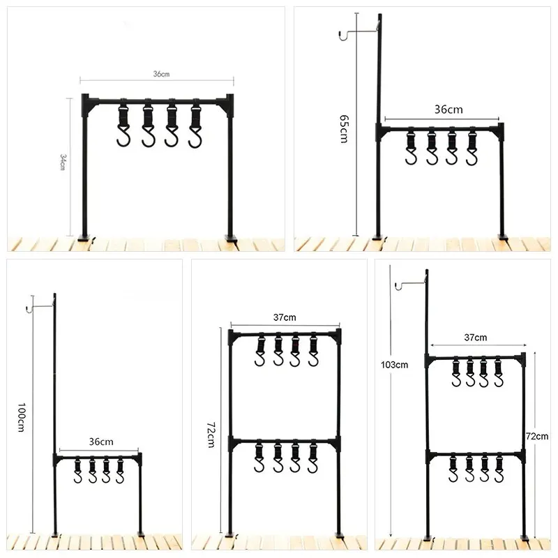 WESTTUNE Outdoor Desktop Storage Rack Camping Tableware Hanging Rack Ultralight Aluminum Alloy Shelves Stand Rack with Hooks thumbnail 5