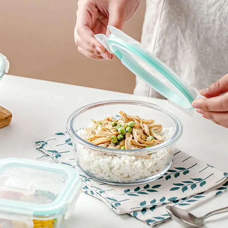High Borosilicate Glass Lunch Box Microwave Oven Bento Bowl Sealed Picnic Box Office Workers' Fresh-keeping Box Bento Lunch Box thumbnail 4