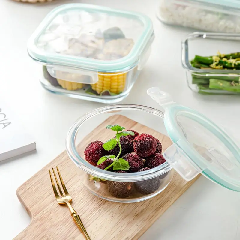 High Borosilicate Glass Lunch Box Microwave Oven Bento Bowl Sealed Picnic Box Office Workers' Fresh-keeping Box Bento Lunch Box thumbnail 6