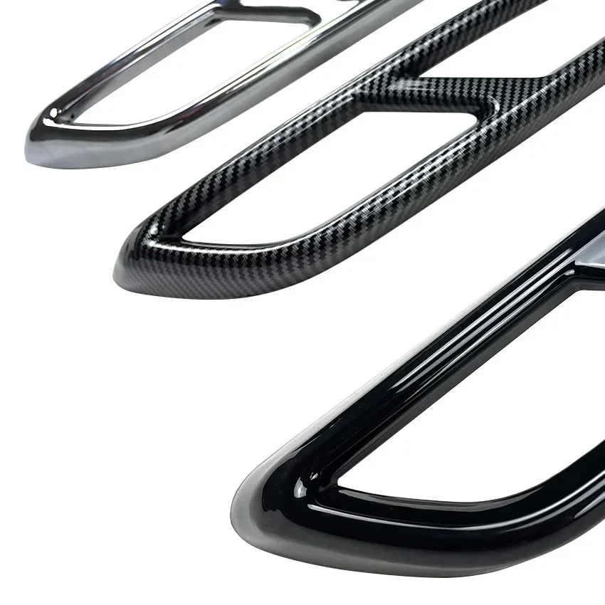 2Pcs/Sets Glossy Black Stainless Rear Dual Pipe Exhaust Outputs Mufflers Cover For Audi A3 8Y S Line Sportback Sedan 2021-2023 thumbnail 6