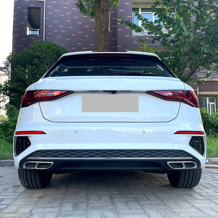 2Pcs/Sets Glossy Black Stainless Rear Dual Pipe Exhaust Outputs Mufflers Cover For Audi A3 8Y S Line Sportback Sedan 2021-2023 thumbnail 3