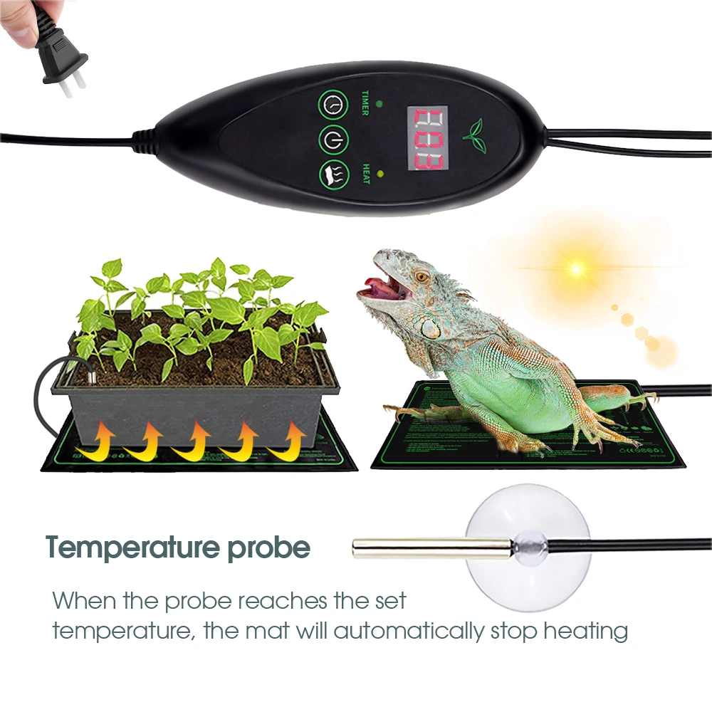 110V/220V Seedling Heating Mat with Temperature Controller Waterproof Nursery Warmth Pad for Plant Hydroponic Seeds Germination thumbnail 5