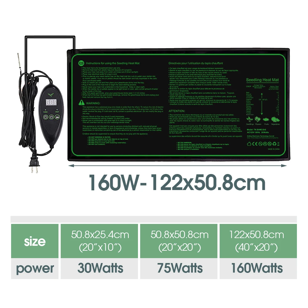 110V/220V Seedling Heating Mat with Temperature Controller Waterproof Nursery Warmth Pad for Plant Hydroponic Seeds Germination thumbnail 2
