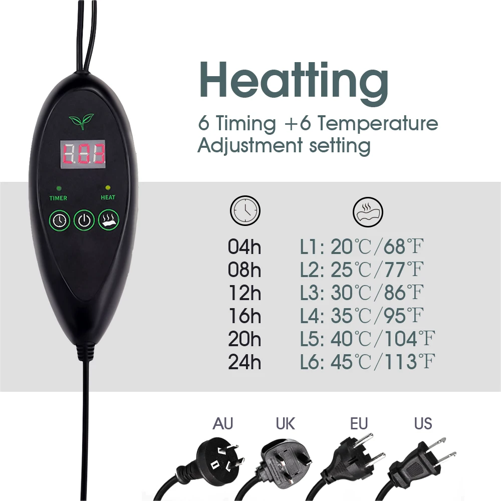 110V/220V Seedling Heating Mat with Temperature Controller Waterproof Nursery Warmth Pad for Plant Hydroponic Seeds Germination thumbnail 4