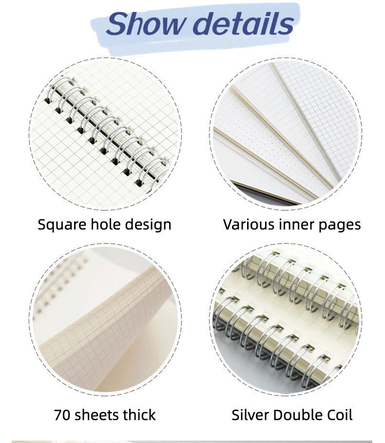 B5/A5/A6 Coil Notebook 80 Pages Matte Cover Horizontal Line Square Hand Ledger Thickened Paper School Office Supplies Stationery thumbnail 3