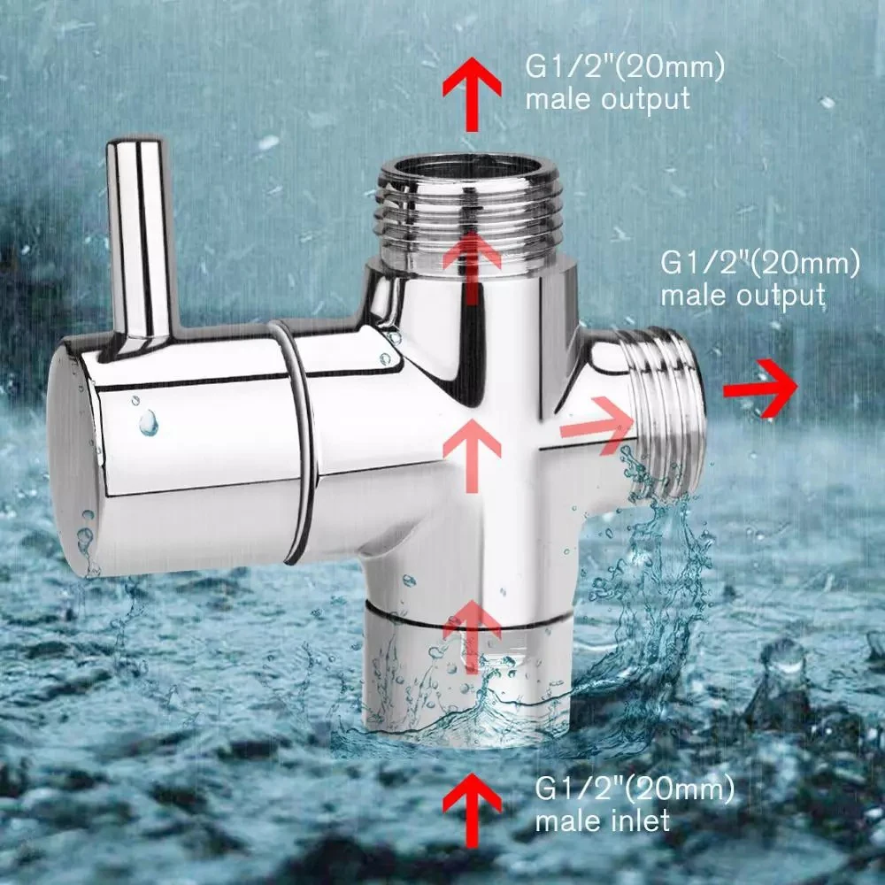 3 Way T-adapter Bath 1/2 Shower Head Mount Valve Diverter ABS Converter For Toilet Bidet Shower Bathroom Kitchen thumbnail 6
