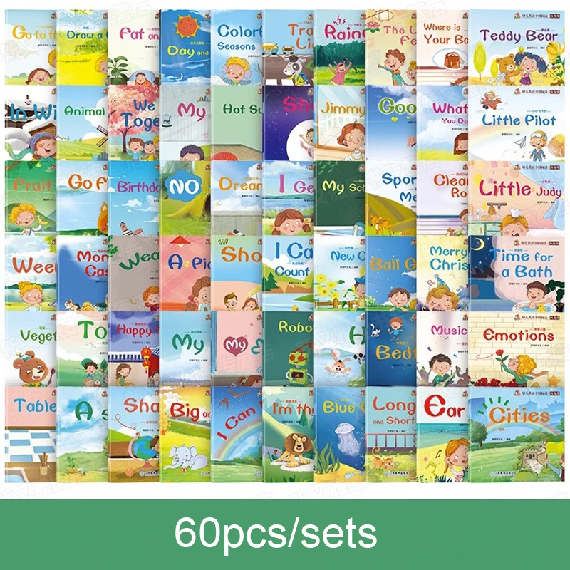 60pcs/Set Video Reading Children's English Early Learning Picture Book Storybook Enlightenment Cognitive Tale Bedtime Story thumbnail 3