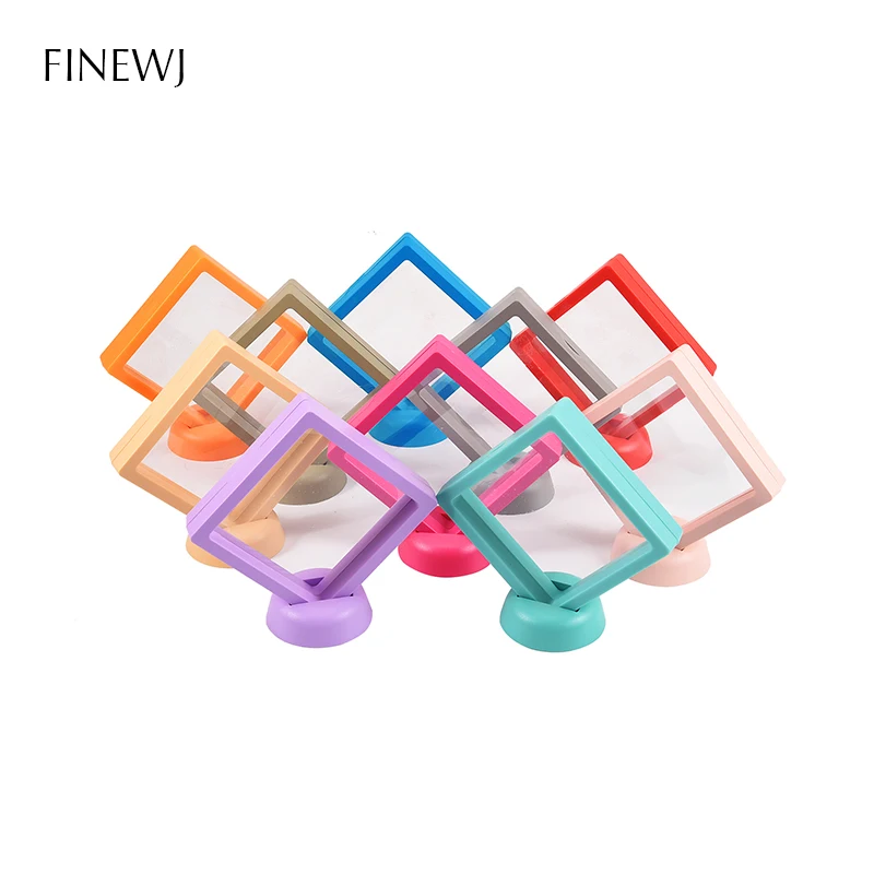 Color PE Film Jewelry Storage Box 3D Packaging Case Coin Free Stand Floating Frame Membrane Ring Earring Bracelet Display Holder thumbnail 6