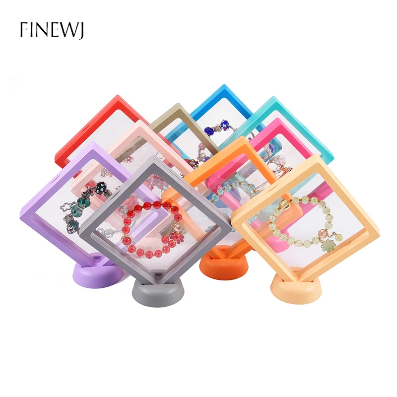 Color PE Film Jewelry Storage Box 3D Packaging Case Coin Free Stand Floating Frame Membrane Ring Earring Bracelet Display Holder thumbnail 5