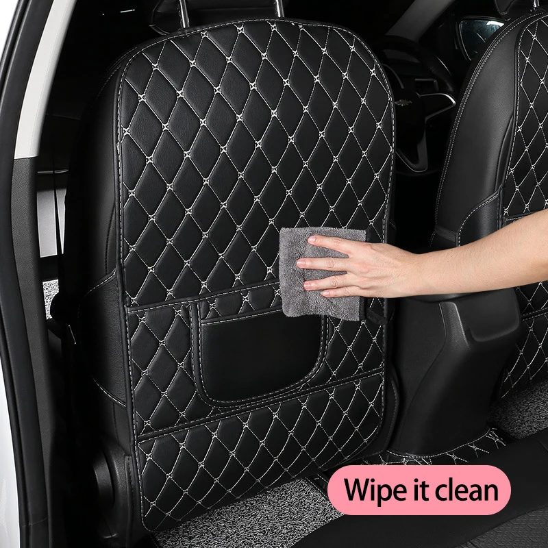 1Pc PU Leather Car Anti-Kick Mats Auto Seat Back Protector Cover For Children Kids Car Back Seat Anti-Dirty Pad Car  Accessories thumbnail 4