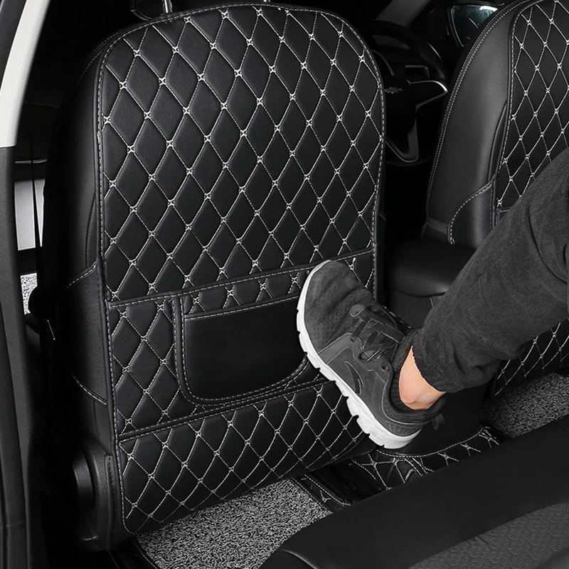 1Pc PU Leather Car Anti-Kick Mats Auto Seat Back Protector Cover For Children Kids Car Back Seat Anti-Dirty Pad Car  Accessories thumbnail 6
