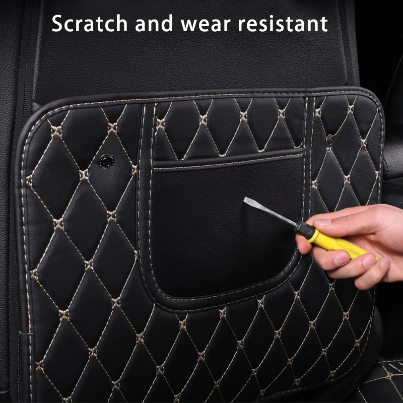 1Pc PU Leather Car Anti-Kick Mats Auto Seat Back Protector Cover For Children Kids Car Back Seat Anti-Dirty Pad Car  Accessories thumbnail 3
