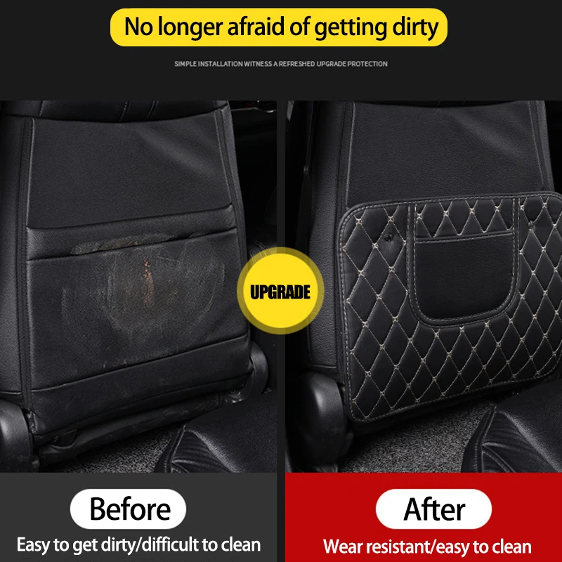 1Pc PU Leather Car Anti-Kick Mats Auto Seat Back Protector Cover For Children Kids Car Back Seat Anti-Dirty Pad Car  Accessories thumbnail 5