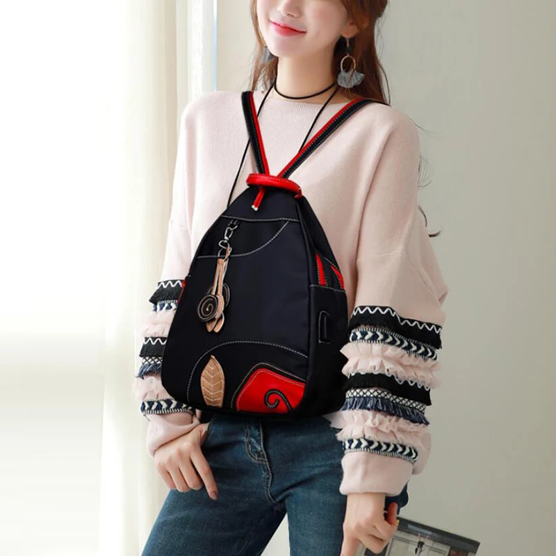 Fashion Women Backpack Waterproof Nylon Shoulder Bag Leisure Travel Luggage Bag Outdoor Crossbody Bag Student School Bag thumbnail 6