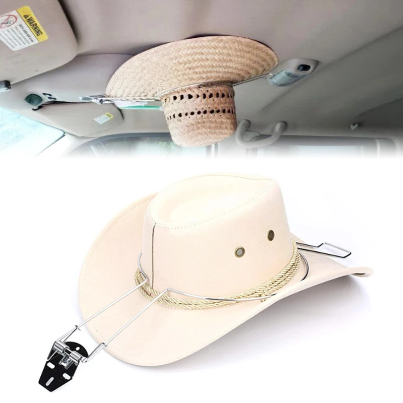 1Pc Steel Car Mounted Cowboy Hat Holder Multi-Functional Car Storage Hat Rack Hat Hook Car Accessory thumbnail 5