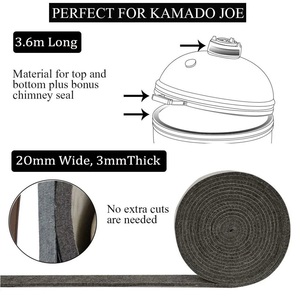 High Temp Grill Gasket Replacement Fit Kamado BBQ Smoker Gasket Accessories Flame retardant sealing tape thumbnail 3