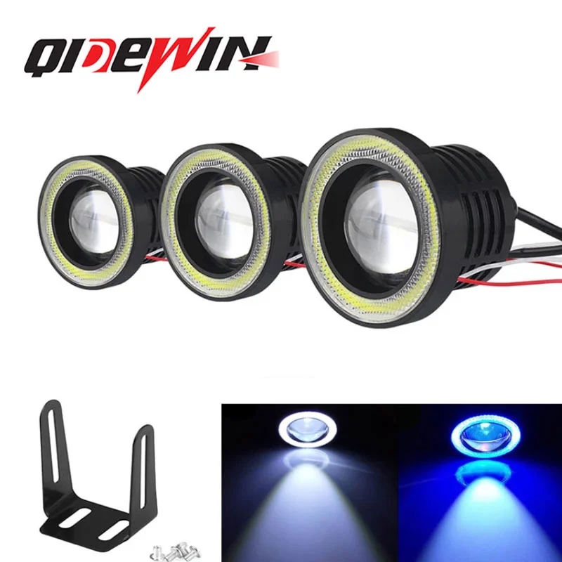 2PCS Projector COB LED Car Fog Light 2.5" 3.0" 3.5" 64mm 76mm 89mm 6500K Halo Angel Eyes Rings DRL Auto White 12V Fog Lamp LED thumbnail 3