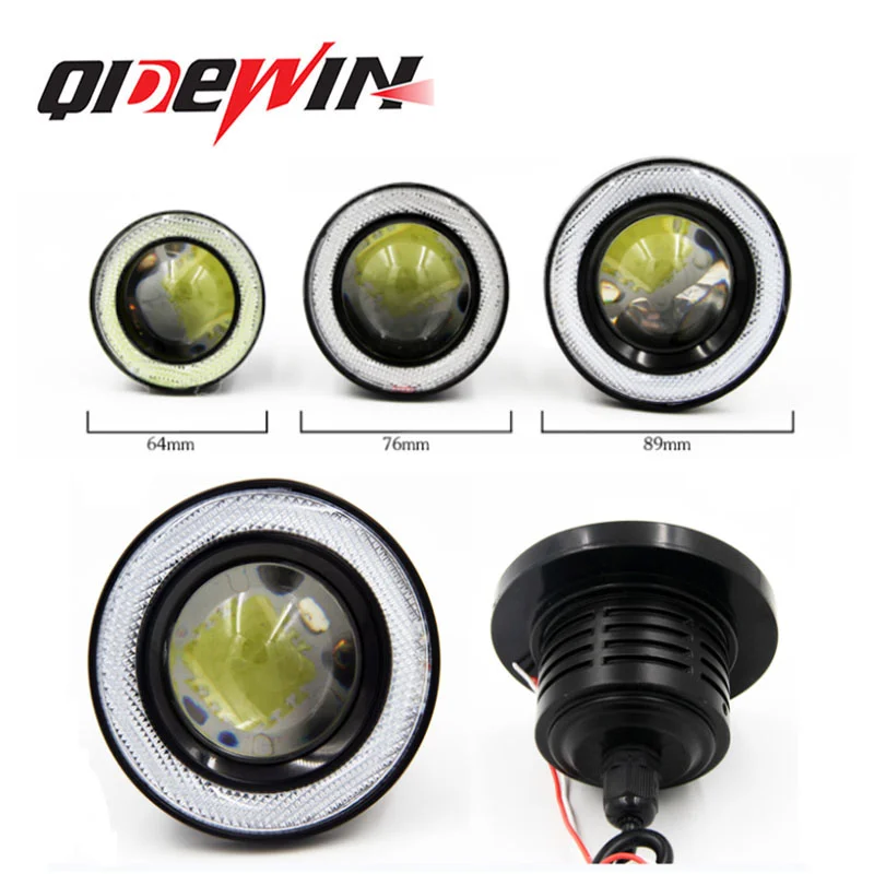 2PCS Projector COB LED Car Fog Light 2.5" 3.0" 3.5" 64mm 76mm 89mm 6500K Halo Angel Eyes Rings DRL Auto White 12V Fog Lamp LED thumbnail 6
