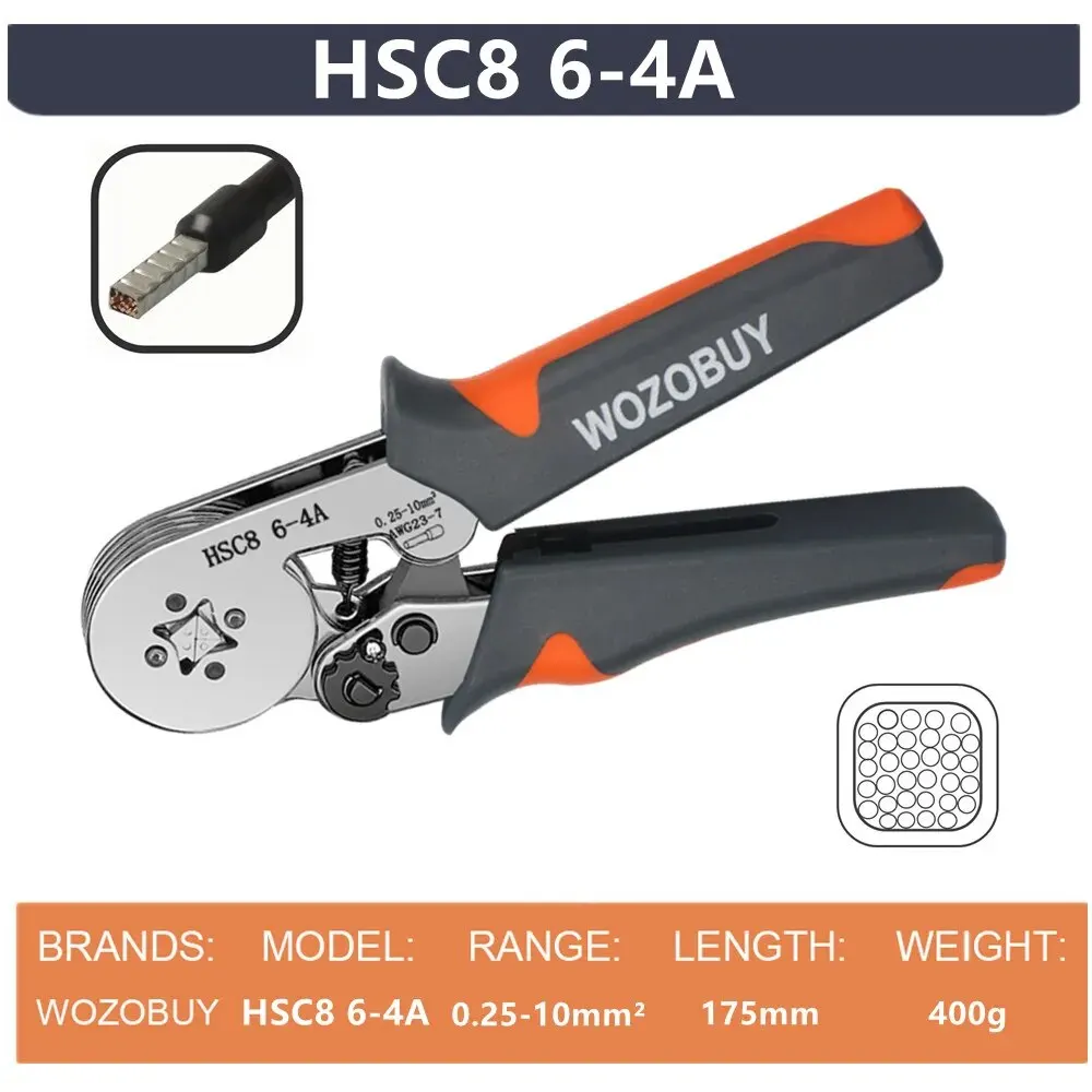 Ferrule Sleeves Terminal Crimping Tools Mini Electrical Pliers HSC8 6-4/6-6(0.25-10mm²/0.25-6mm²) Wire Connection Repair Clamp thumbnail 4