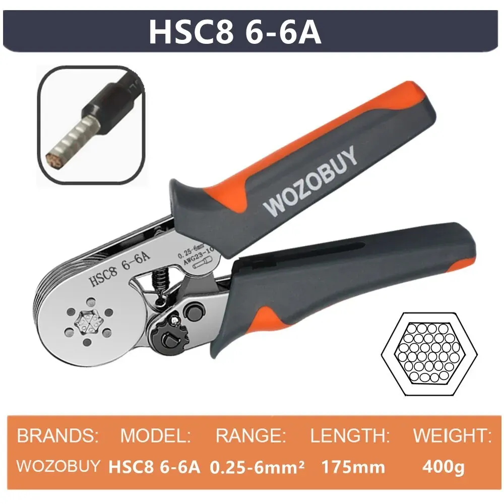 Ferrule Sleeves Terminal Crimping Tools Mini Electrical Pliers HSC8 6-4/6-6(0.25-10mm²/0.25-6mm²) Wire Connection Repair Clamp thumbnail 5