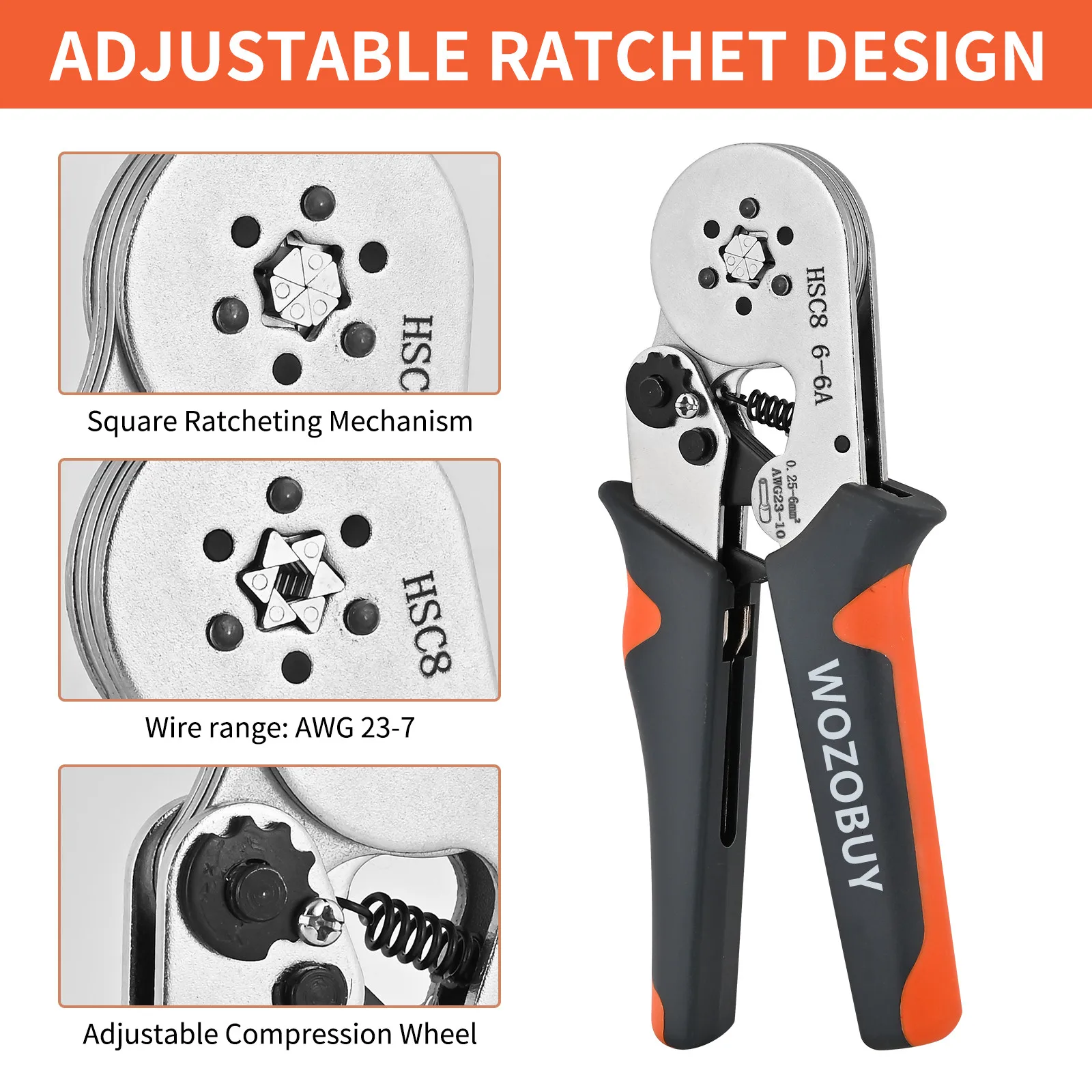Ferrule Sleeves Terminal Crimping Tools Mini Electrical Pliers HSC8 6-4/6-6(0.25-10mm²/0.25-6mm²) Wire Connection Repair Clamp thumbnail 3