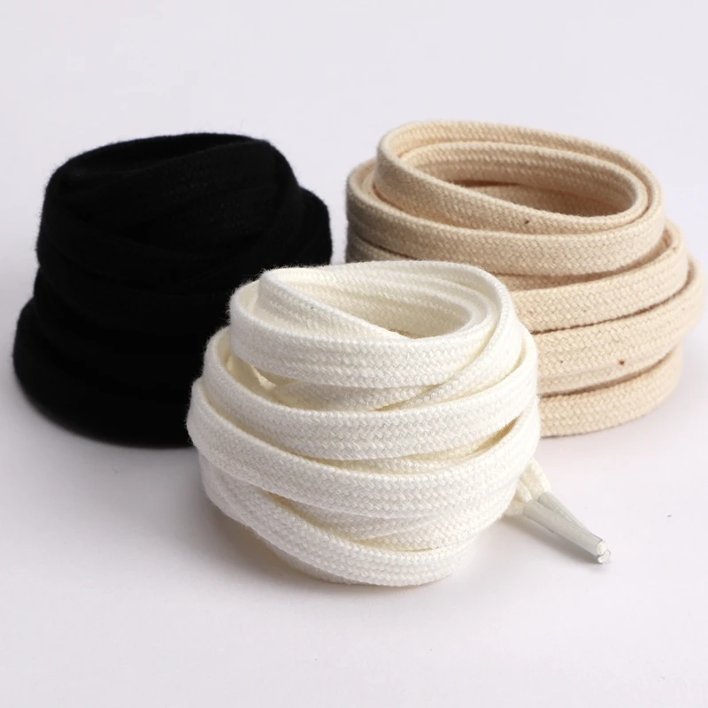 1Pair Flat Shoelaces Canvas Sneakers Shoeslace Cotton Rope Shoelace White Black Beige Solid Laces for Shoes 100/120/140/160cm thumbnail 2
