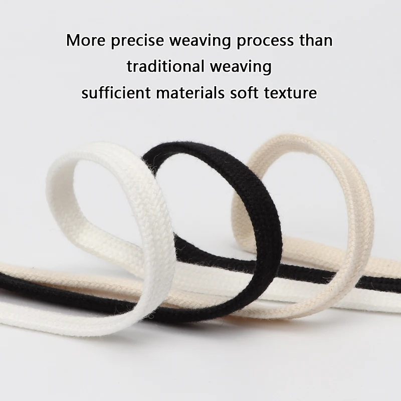1Pair Flat Shoelaces Canvas Sneakers Shoeslace Cotton Rope Shoelace White Black Beige Solid Laces for Shoes 100/120/140/160cm thumbnail 3