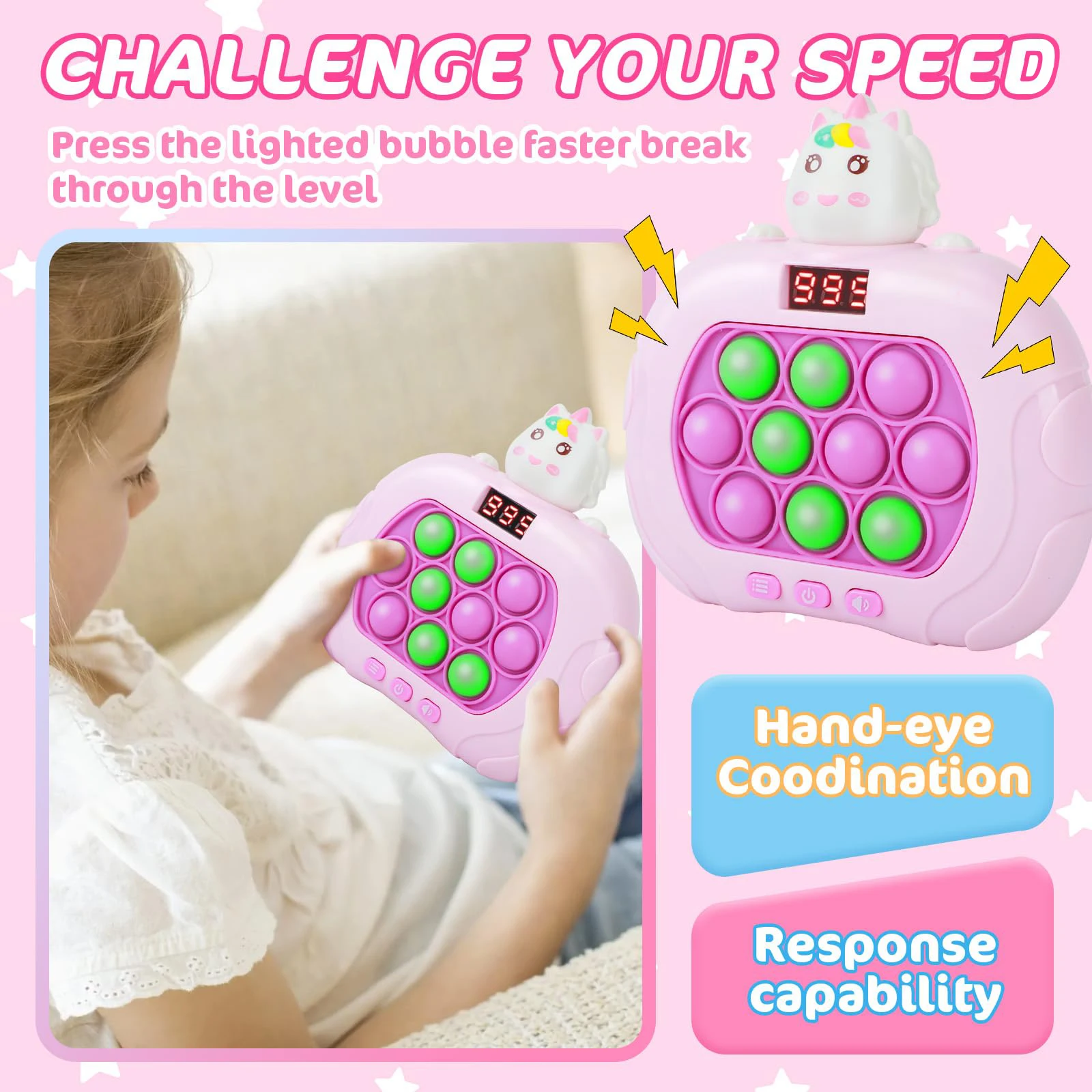999 Level Electronic Pop Push Quick Push Game Console with LED Display Screen Suitable for Adult and Child Fidget Toy Christmas thumbnail 3