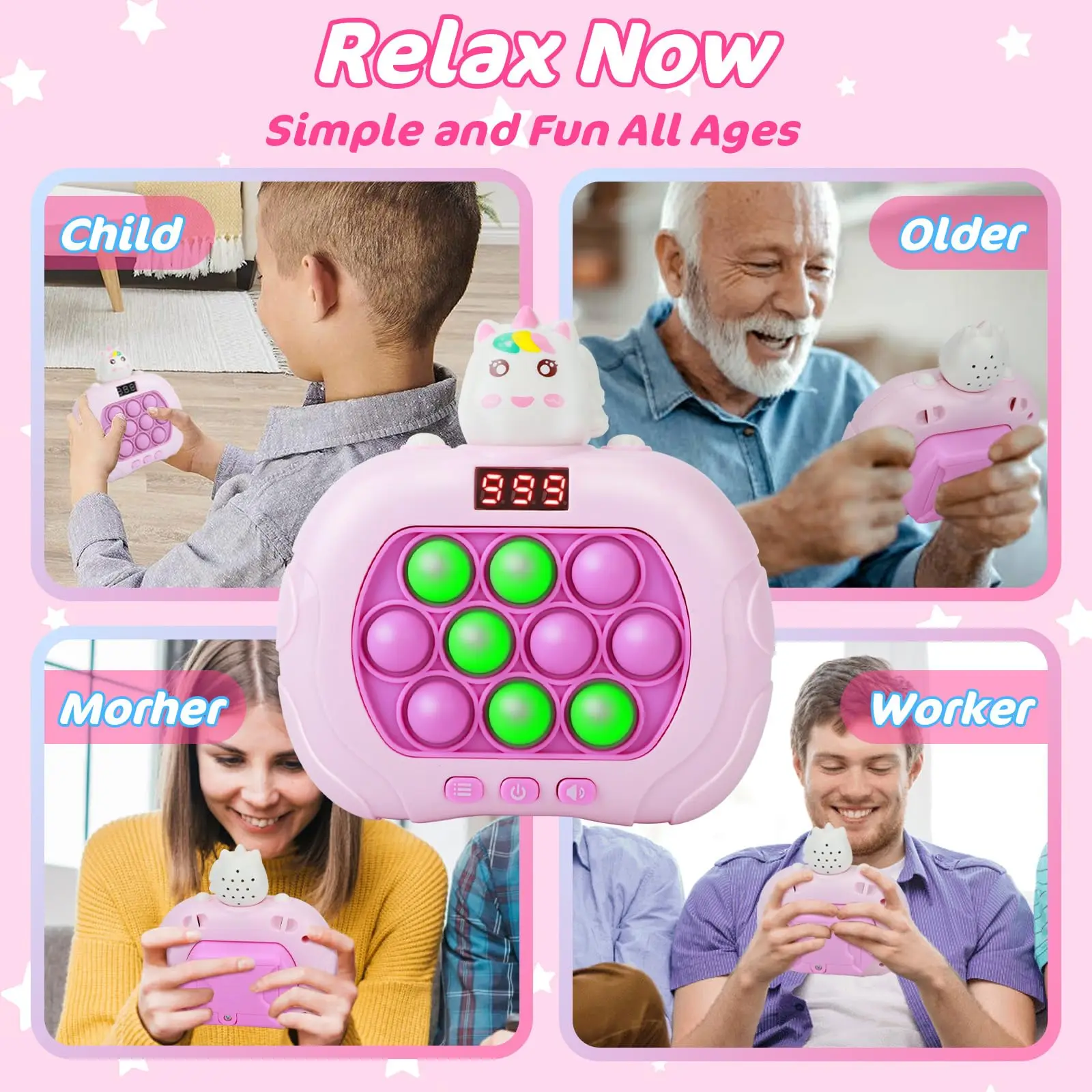 999 Level Electronic Pop Push Quick Push Game Console with LED Display Screen Suitable for Adult and Child Fidget Toy Christmas thumbnail 4