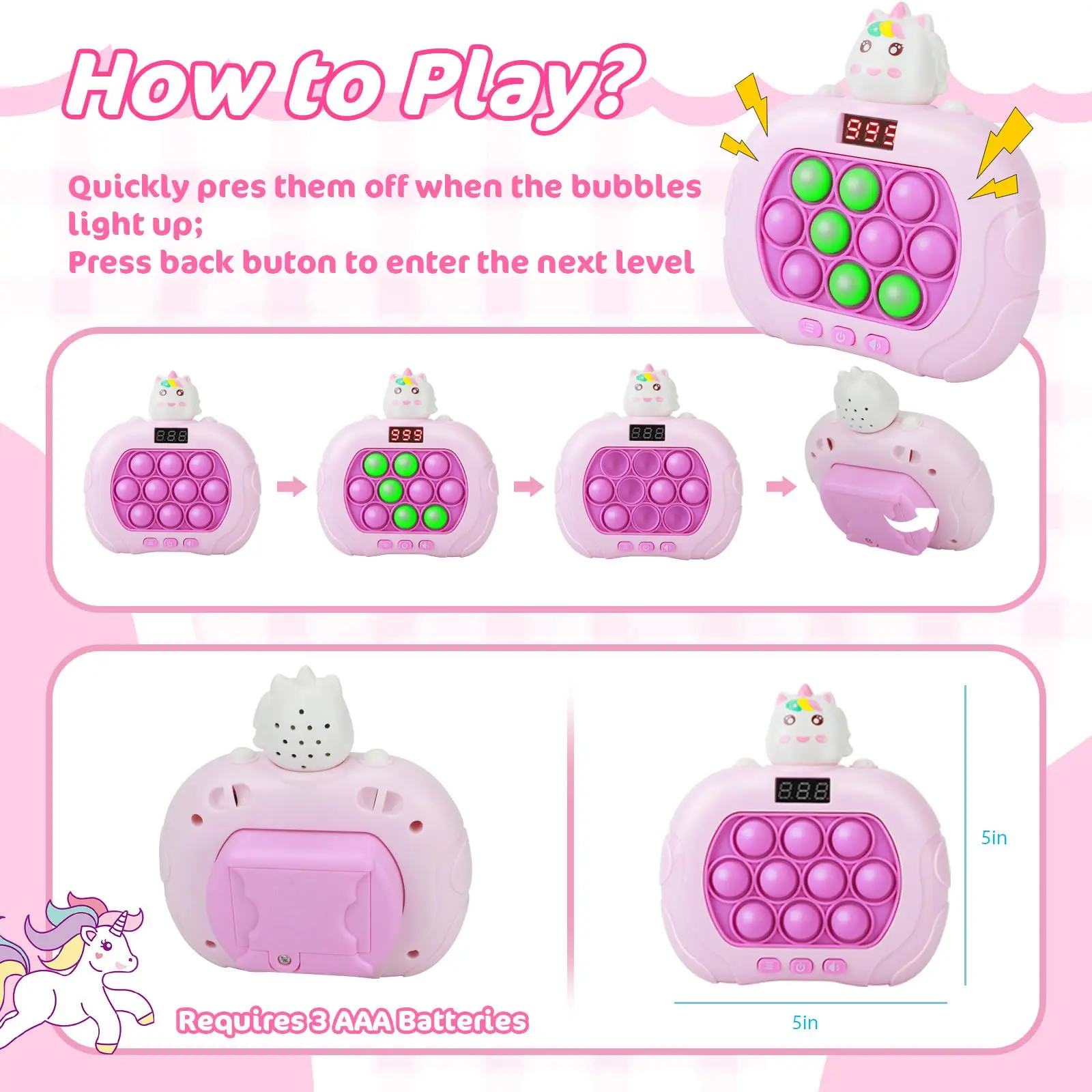 999 Level Electronic Pop Push Quick Push Game Console with LED Display Screen Suitable for Adult and Child Fidget Toy Christmas thumbnail 6