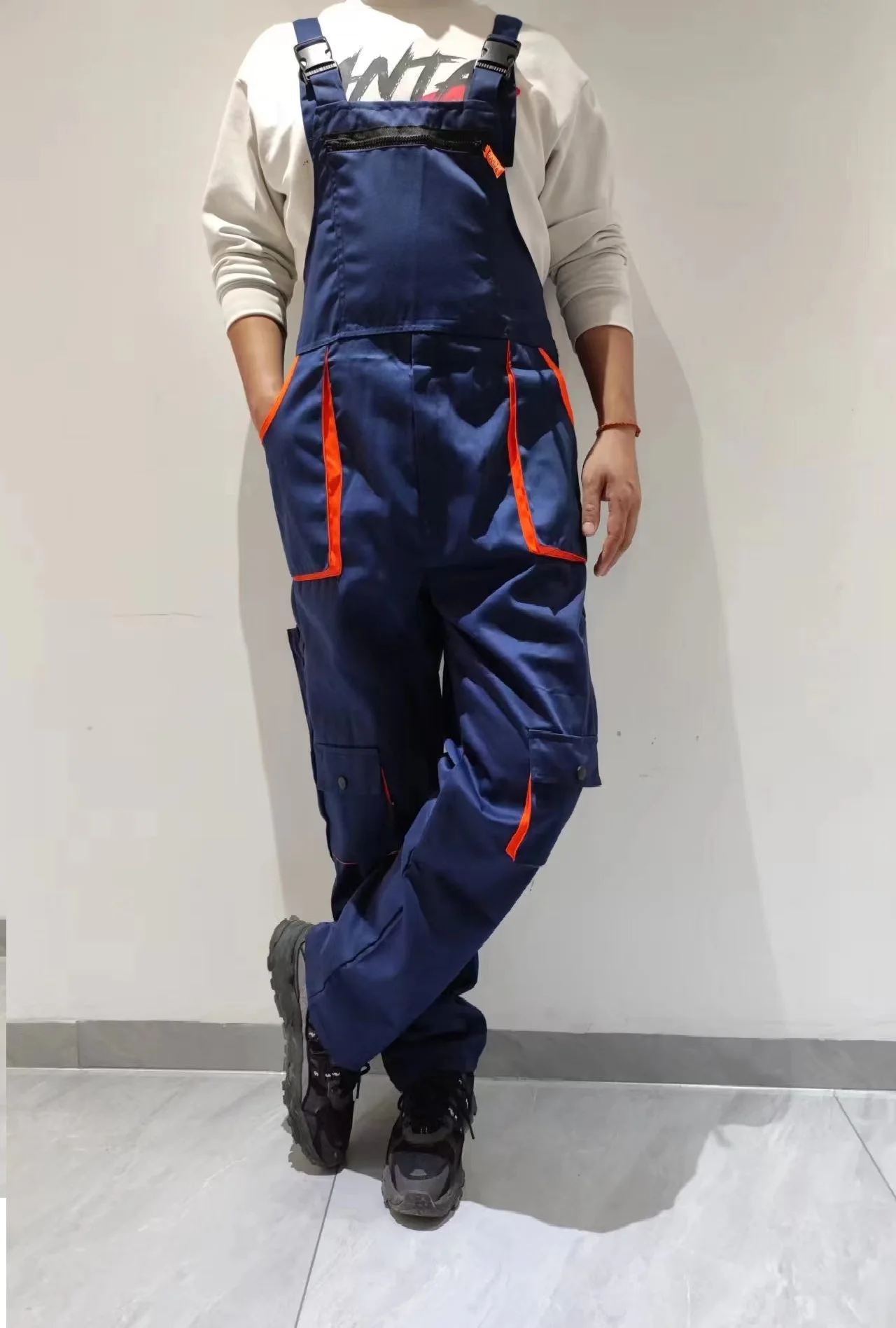 New Men's Long-Sleeved Overalls Overalls Zipper Pocket Jumpsuit Jumpsuit Fashion Labor Casual Work Clothes Plus Size S-4xl thumbnail 3