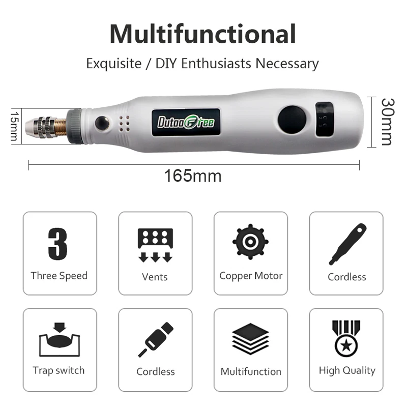 USB Cordless Engraving Pen Woodworking DIY Rotary Tool Kit For Jewelry Metal Glass Mini Wireless Drill Variable Speed thumbnail 2