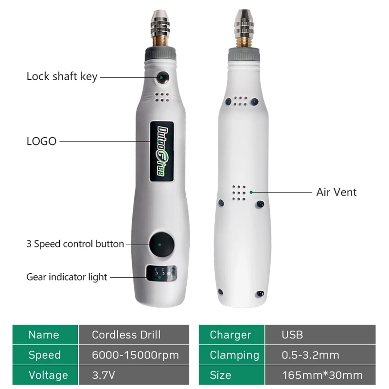 USB Cordless Engraving Pen Woodworking DIY Rotary Tool Kit For Jewelry Metal Glass Mini Wireless Drill Variable Speed thumbnail 3