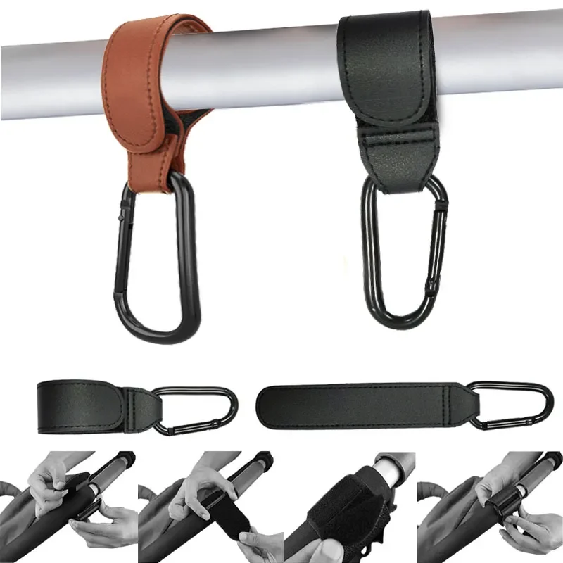 1/2pcs PU Leather Baby Stroller Hook for Pram Rotate 360 Degree Rotatable Cart Organizer Pram Hook Stroller Accessories thumbnail 2