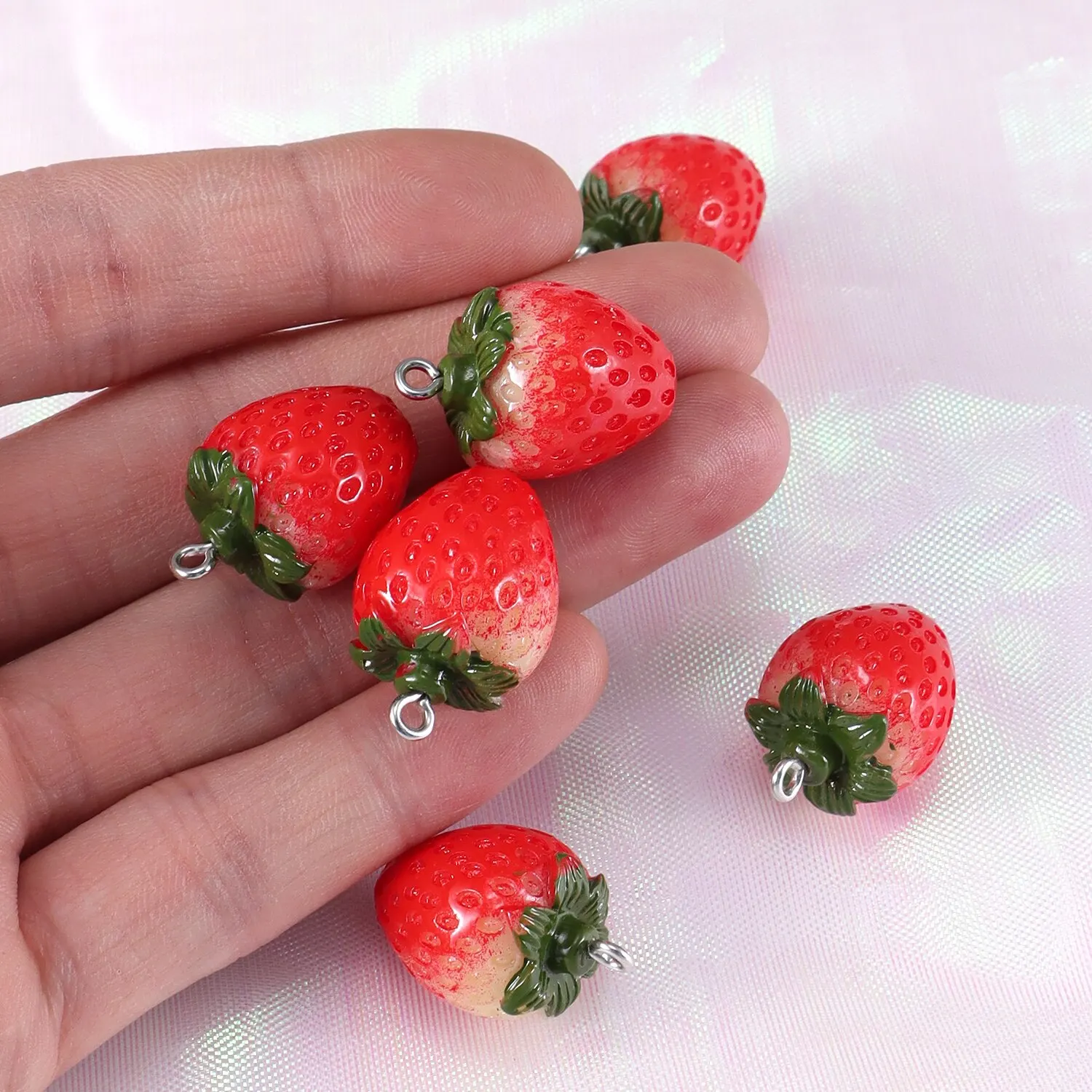 10pcs Resin Imitation Strawberry Shape Charms For DIY Key Chain Necklace Pendants Ornament Jewelry Making Accessories thumbnail 2