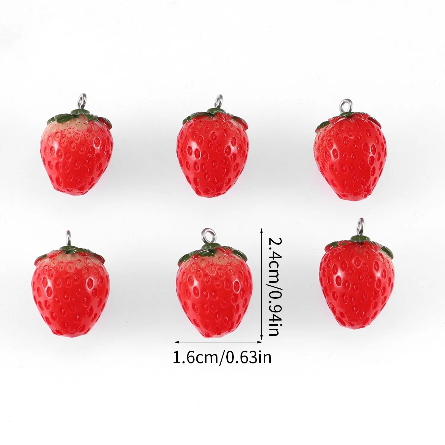 10pcs Resin Imitation Strawberry Shape Charms For DIY Key Chain Necklace Pendants Ornament Jewelry Making Accessories thumbnail 3