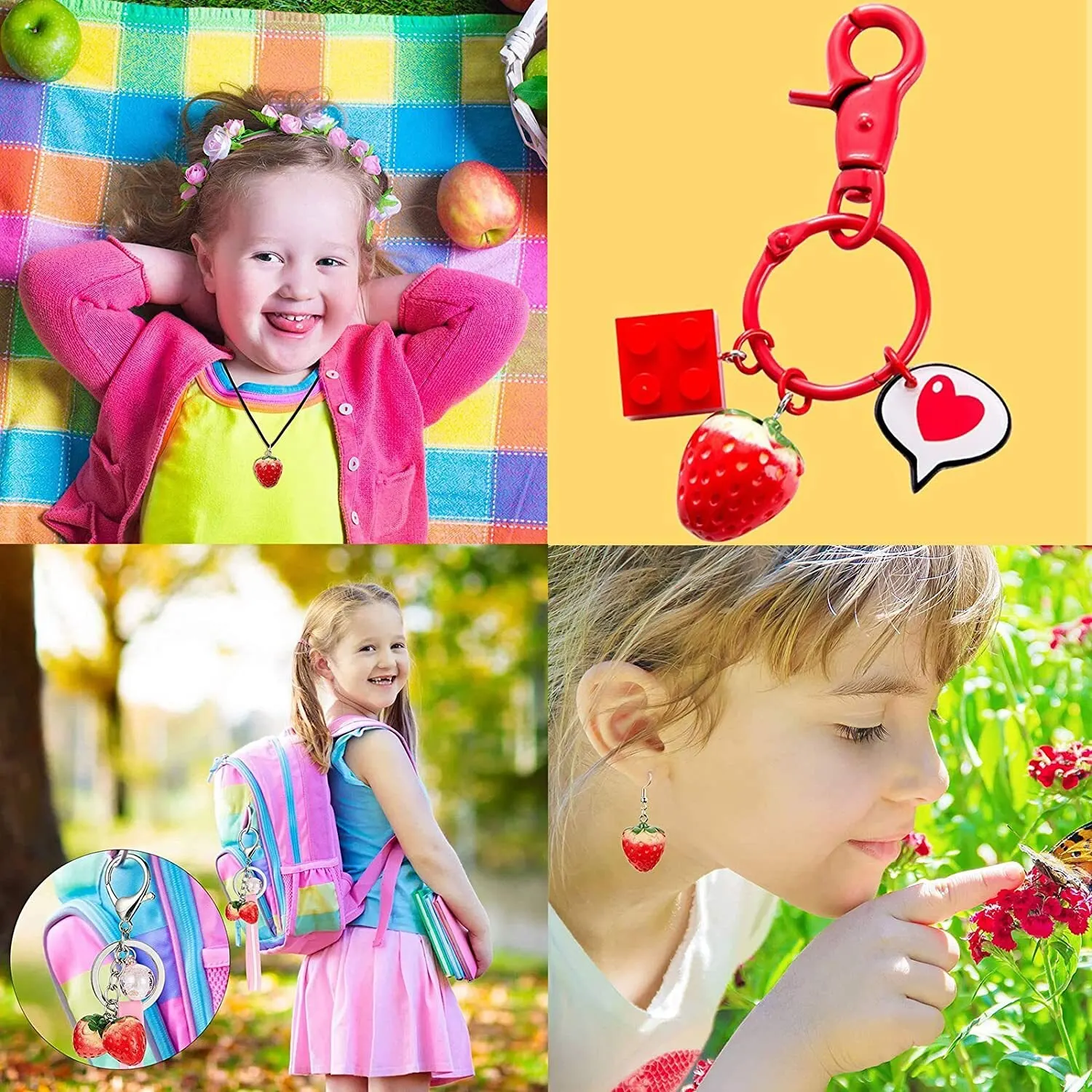10pcs Resin Imitation Strawberry Shape Charms For DIY Key Chain Necklace Pendants Ornament Jewelry Making Accessories thumbnail 6